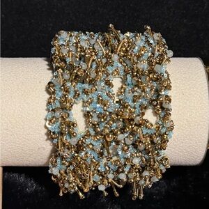 Deepa Gurnani handmade beaded bracelet suede backed magnetic closure 7”